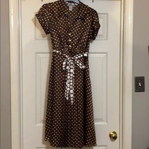 Brown and cream polka dot dress